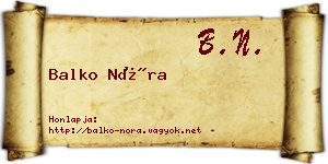 Balko Nóra névjegykártya
